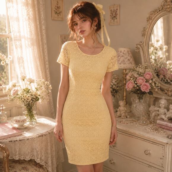 Lulus Dresses & Skirts - Lulus Love You For Eternity Shift Dress XS Crochet Fairy Coquette Cottagecore